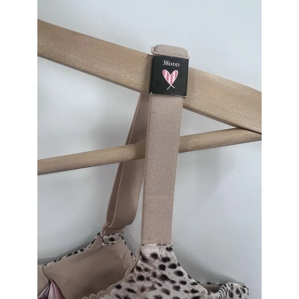 Victoria Secret Lined Perfect Coverage Leopard Print Bra 38DDD NWOT Convertible
